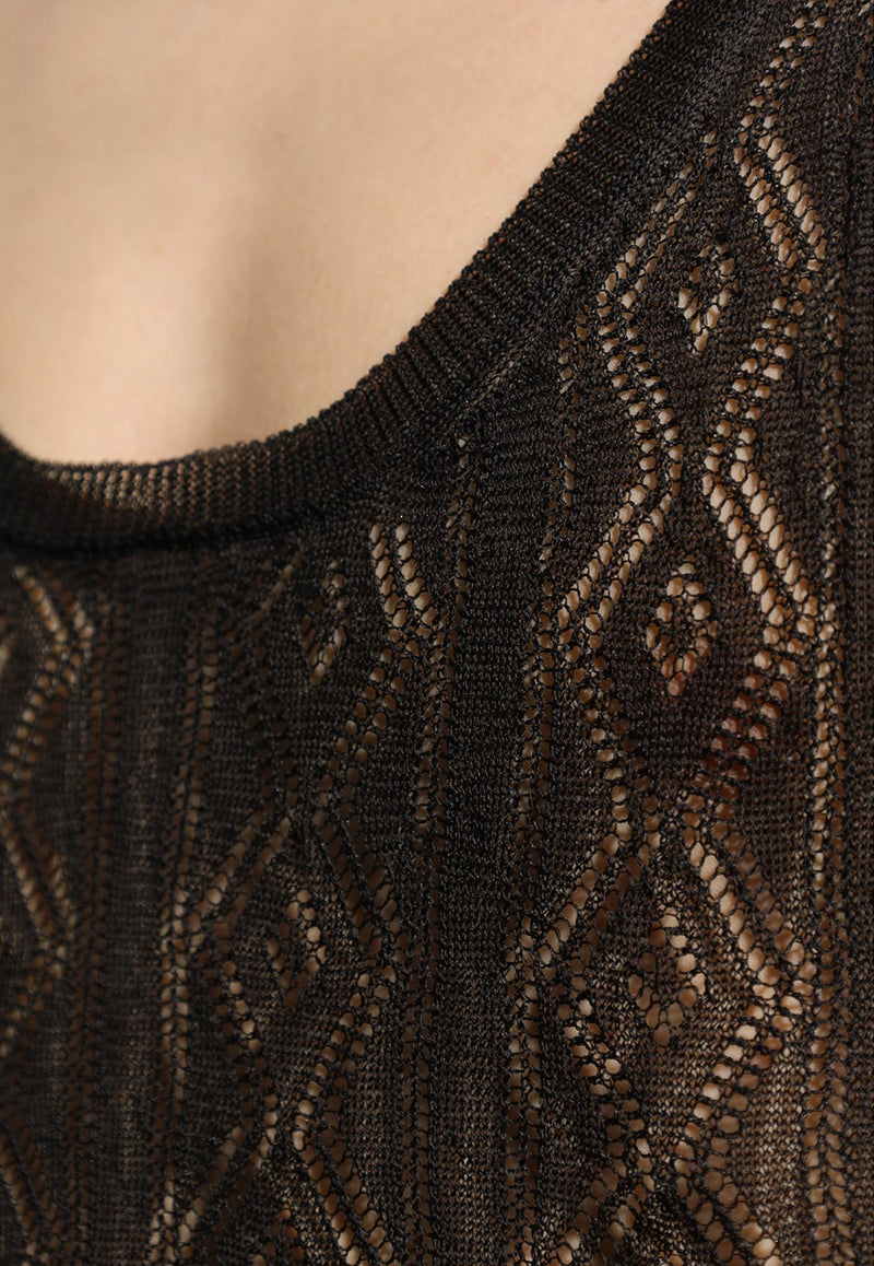 Openwork Silk Sleeveless T-shirt