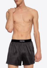 Logo Waistband Silk Boxer Shorts