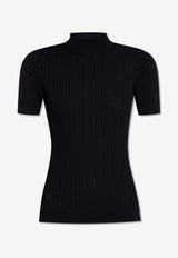 High-Neck Wool Knit Top