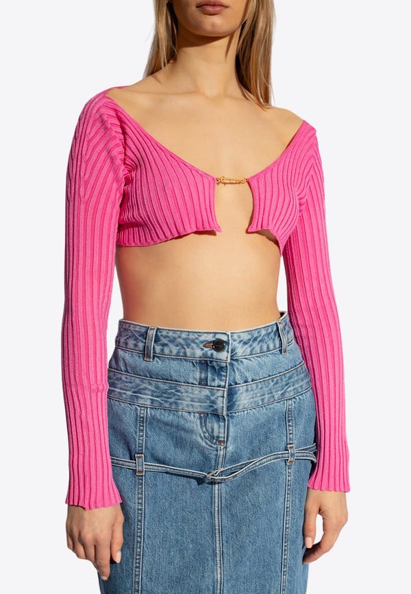 Pralu Rib Knit Cropped Cardigan