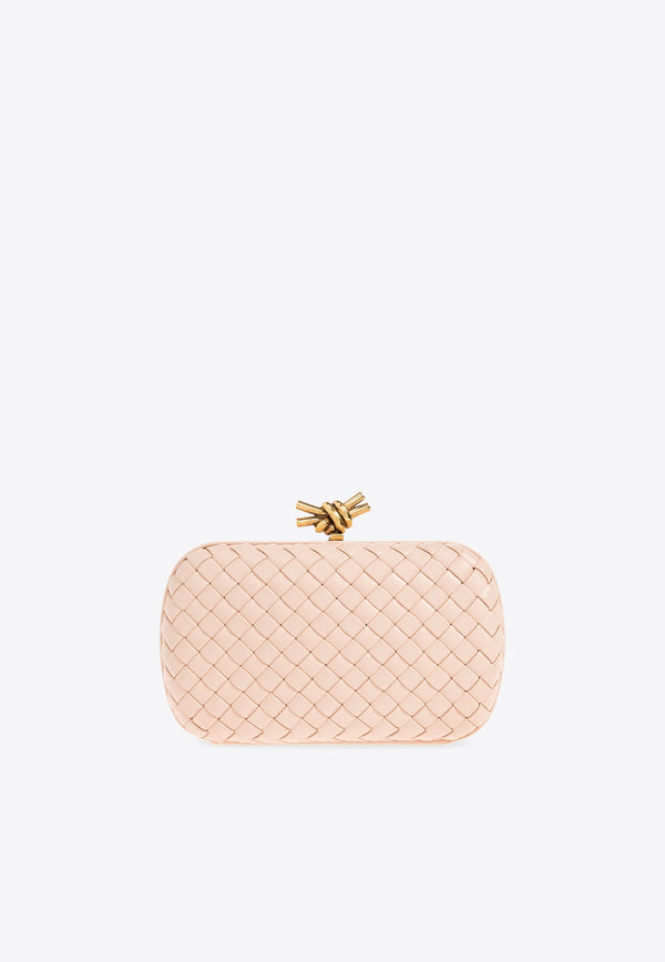 Knot Intrecciato Leather Minaudière Clutch Bag