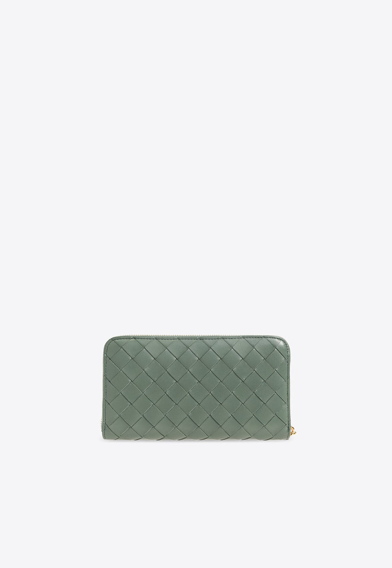 Intrecciato Leather Zip-Around Wallet