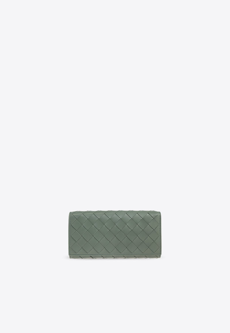 Large Intrecciato Leather Wallet