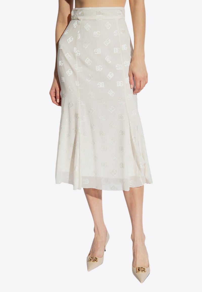 DG Logo Jacquard Satin Godet Skirt