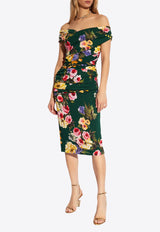 Floral Print Off-Shoulder Midi Dress