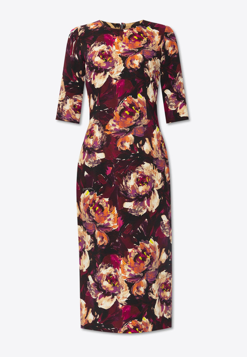 Peony Print Cady Sheath Dress