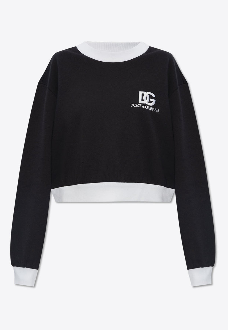 Embroidered DG Logo Cropped Sweatshirt