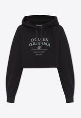 Logo Print Cropped Hooded Sweatshirt