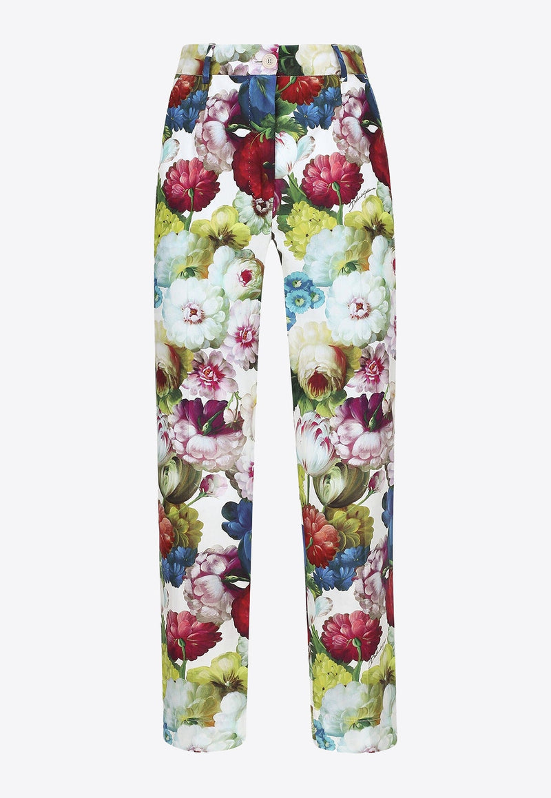 Floral Print Tapered-Leg Pants