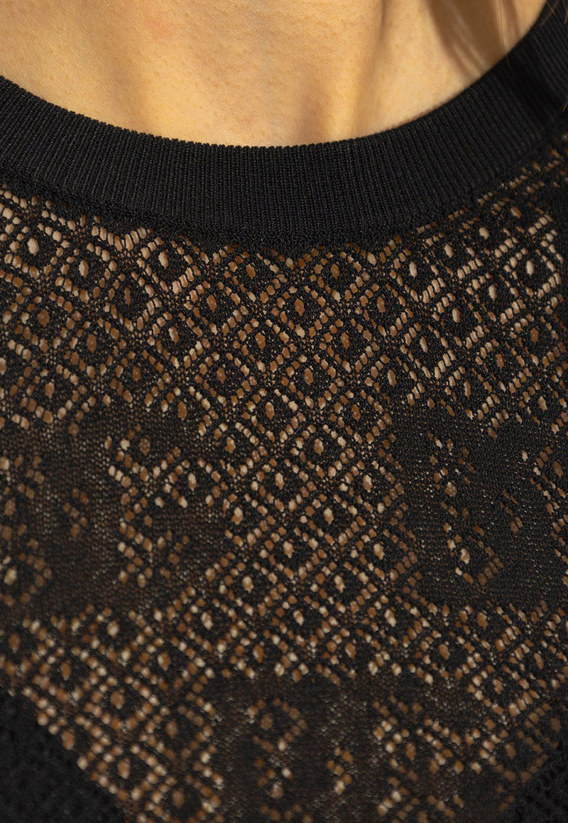 DG Logo Jacquard Open-Knit Top