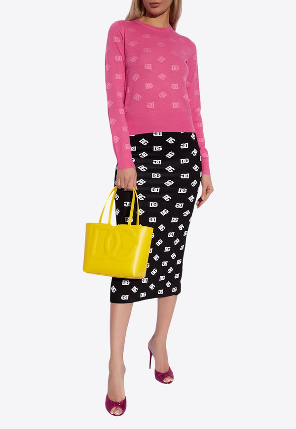 DG Logo Jacquard Midi Pencil Skirt