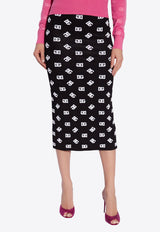 DG Logo Jacquard Midi Pencil Skirt