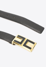 Logo Buckle Pebbled Leather Belt