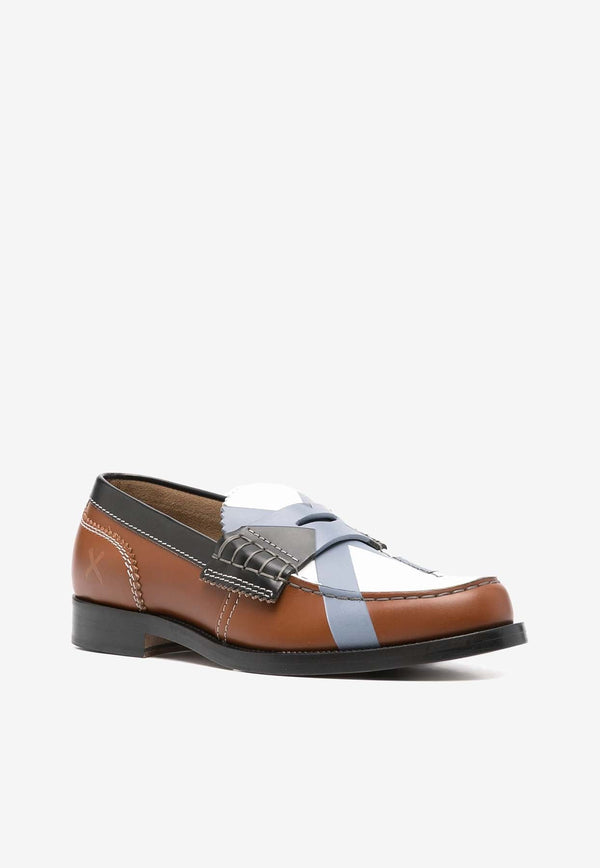 Colorblocked Calf Leather Loafers