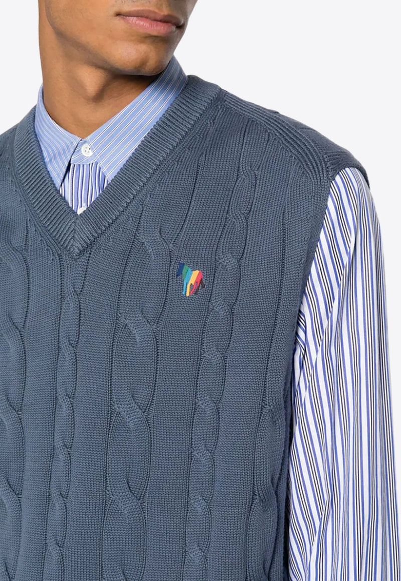 Logo Embroidered Cable-Knit Sweater Vest