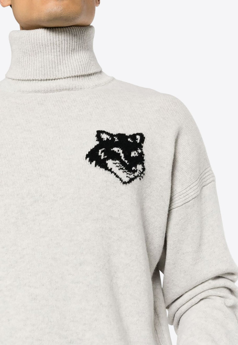 Fox Logo Intarsia Knit Sweater