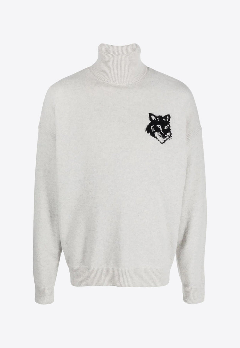 Fox Logo Intarsia Knit Sweater