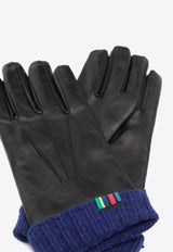 Logo Embroidered Leather Gloves