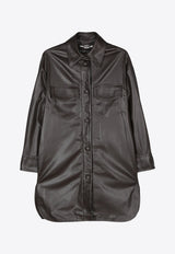 Faux Leather Long-Sleeved Shirt