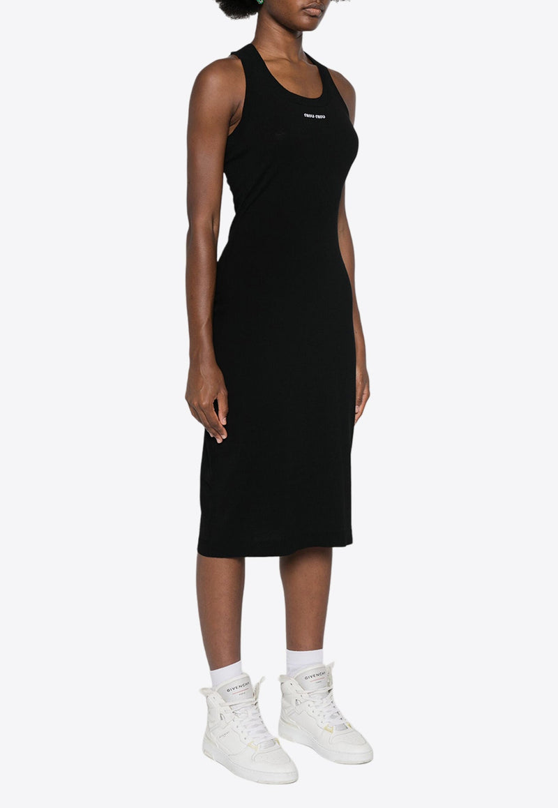 Logo Embroidered Sleeveless Midi Dress