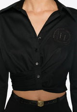 Logo Embroidered Cropped Shirt