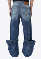 Logo Patch Distressed Bucket Jeans