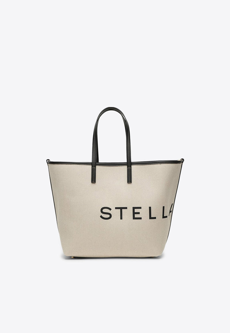 Logo Print Canvas Tote Bag