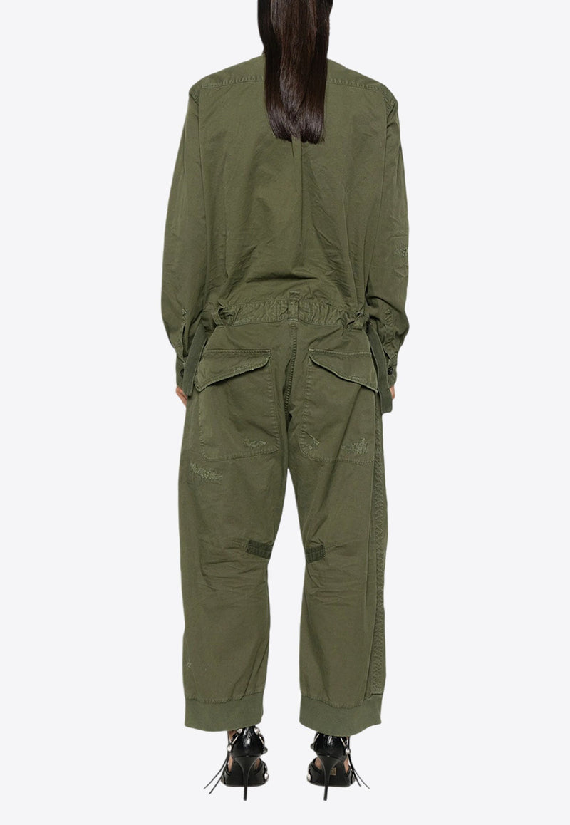 Overdyed Military Distressed Jumpsuit