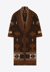 Icon Jacquard Fringed Long Coat