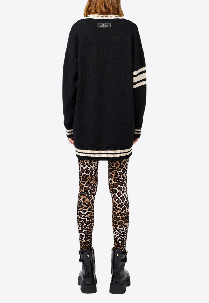 Jacquard Logo Wool Jumper Dress