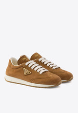 Triangle Logo Suede Sneakers