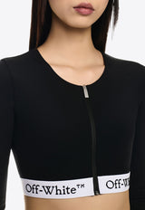 Logo Waistband Zip Cropped Top