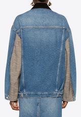 Tweed Paneled Denim Jacket