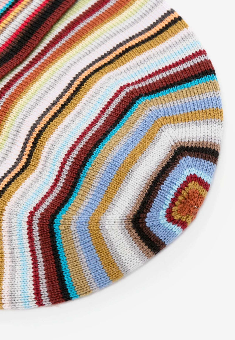 Intarsia Knit Striped Beanie