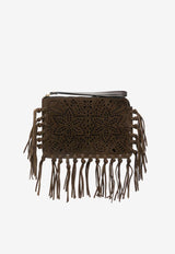 Perforated Suede Fringed Clutch