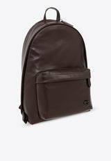 Hall Logo Plaque Leather Backpack