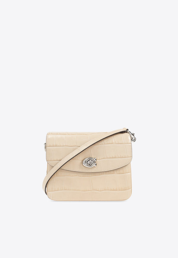 Cassie 19 Croc-Embossed Leather Crossbody Bag