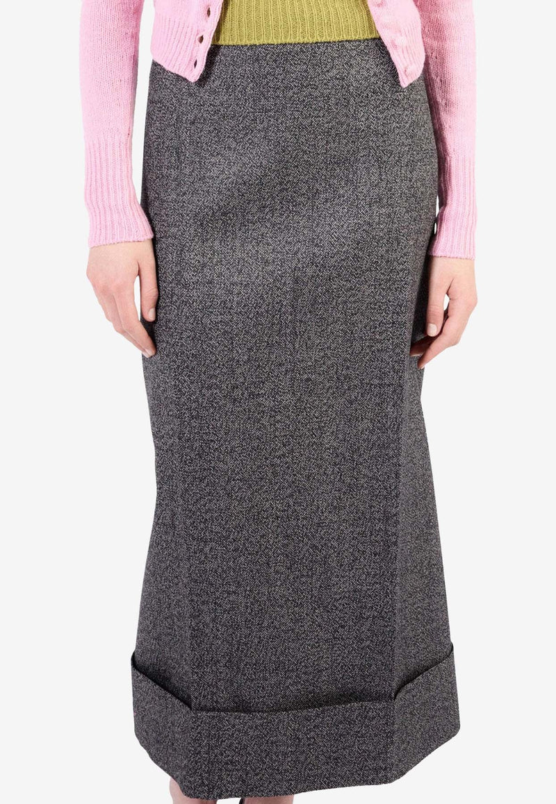 Mouliné A-line Midi Skirt