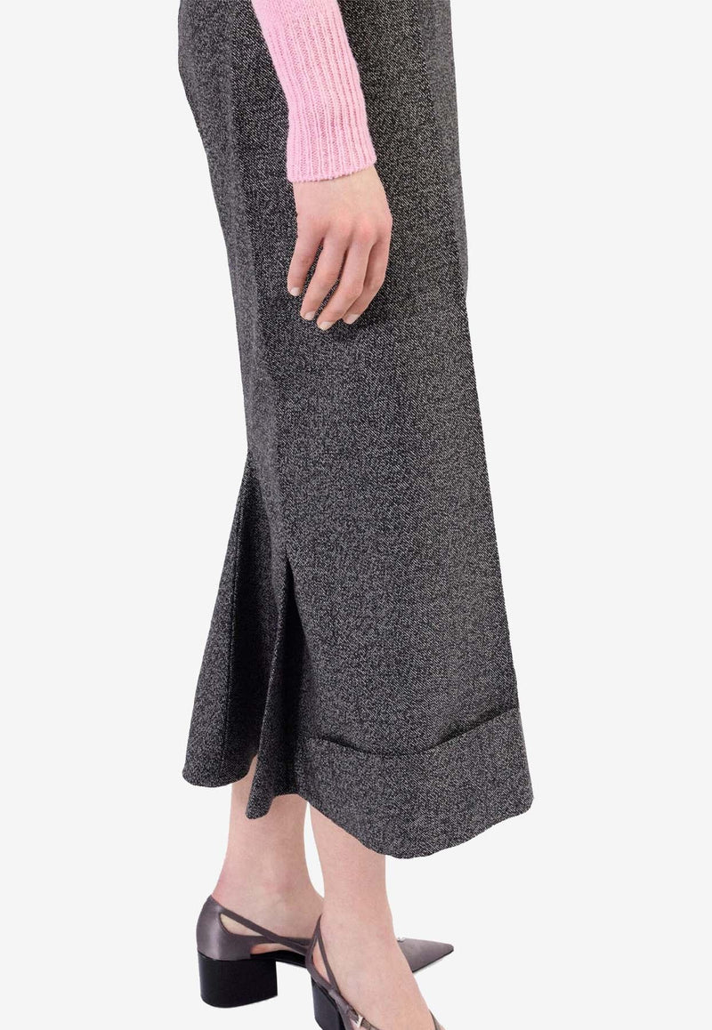 Mouliné A-line Midi Skirt