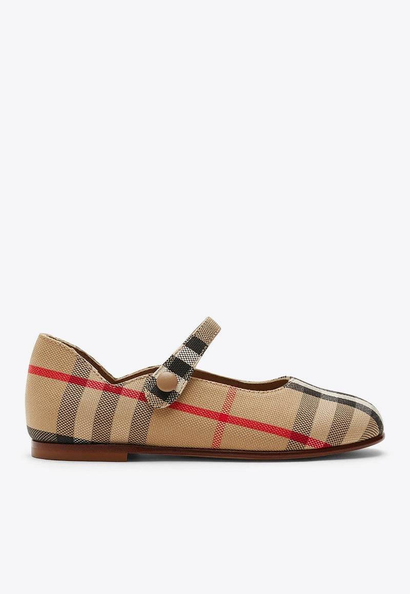 Girls Vintage Check Mary-Jane Ballet Flats