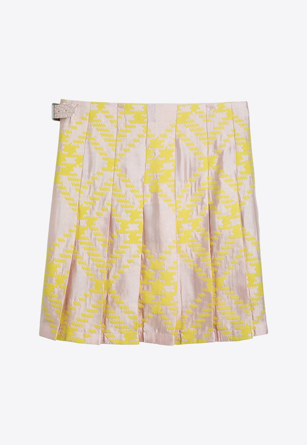 Checked Pleated Wrap Skirt