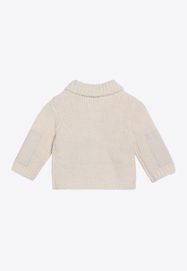 Babies Logo-Embroidered Wool Cardigan