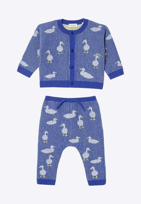 Babies Jacquard Ducks Cardigan and Pants Set