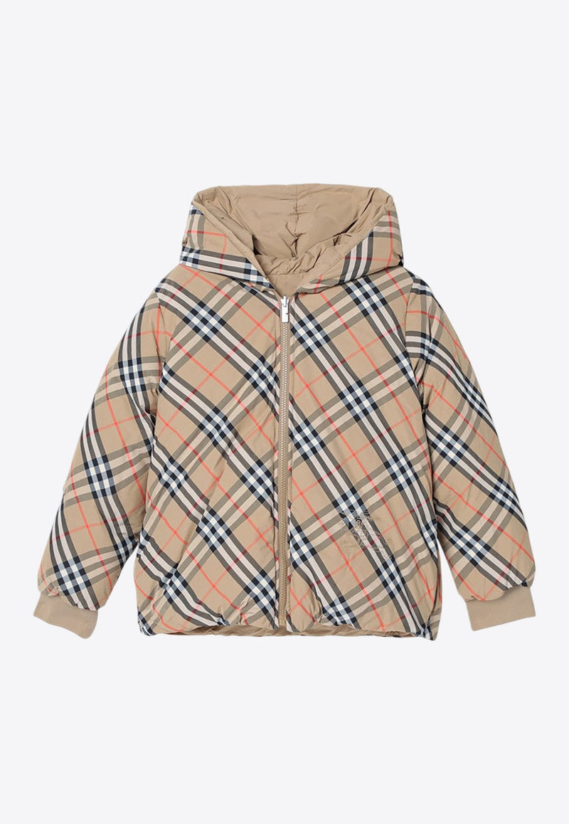 Girls Reversible Checked Puffer Jacket