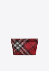 Signature Check Knitted Nylon Pouch Bag