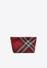 Signature Check Knitted Nylon Pouch Bag