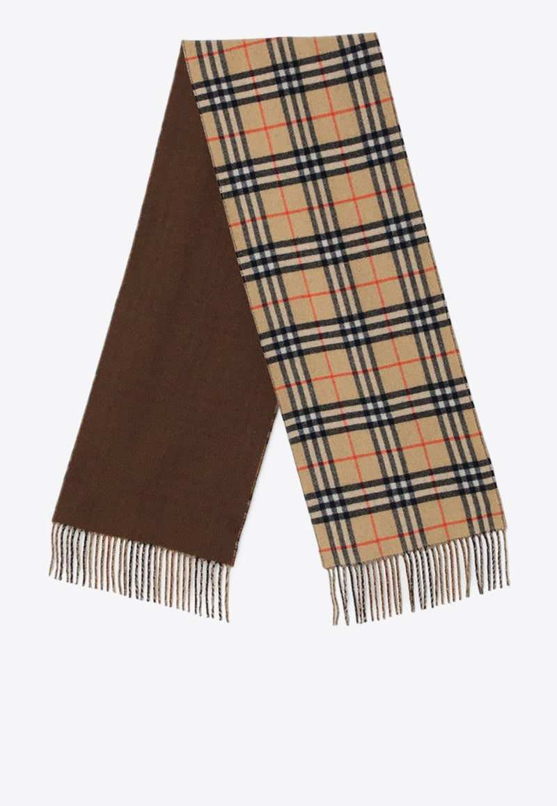 Reversible Check Pattern Cashmere Scarf