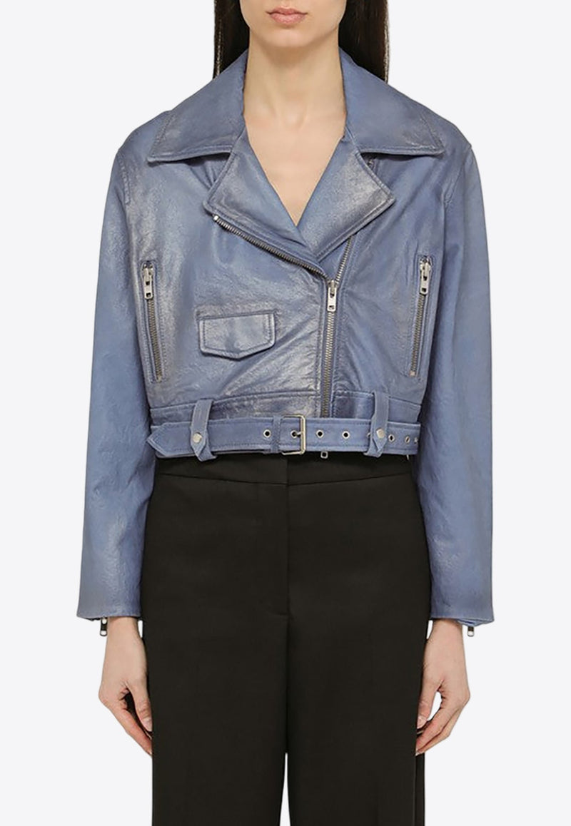 Leather Cropped Biker Jacket