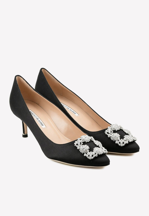 Hangisi 50 Crystal Buckle Satin Pumps