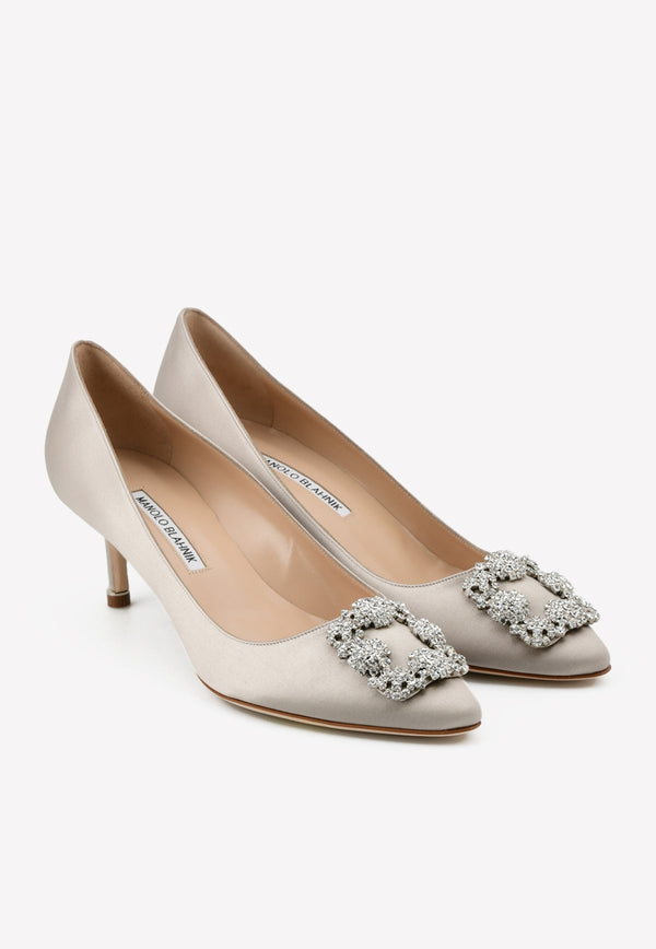 Hangisi 50 Crystal Buckle Satin Pumps